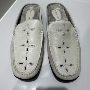 Rockport Backless Loafers mules Cream Leather Women’s Size 9M APW7416Y